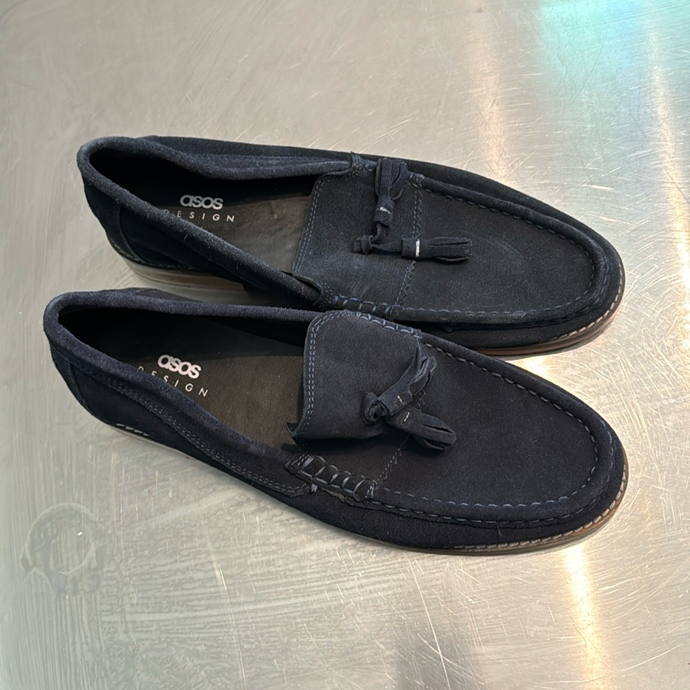 Men’s blue suede ASOS loafers NWT navy 10.5